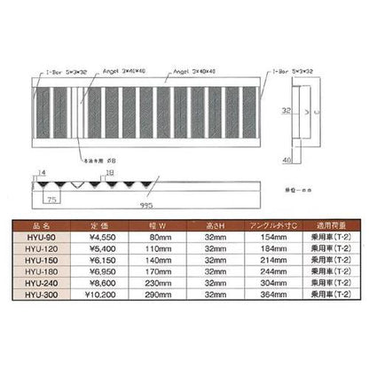 HYU-180 景観グレーチング U字溝蓋 適正みぞ幅180mm 長さ995mm HYU180